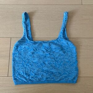 Anthropologie Blue Floral Crop Top